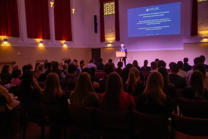 Crowd of students at the awards evening