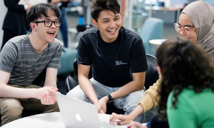 Massey University students studying together.