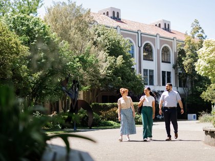 Students walking on Manawatu campus