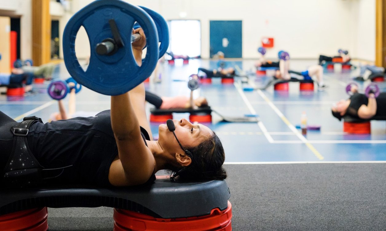 Women lifting weights in a group fitness class at Manawatū Rec Centre