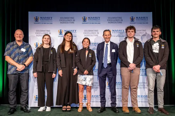 Third year student winners at dinner