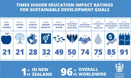 Table infographic of Times Higher Education Impact Ratings results.