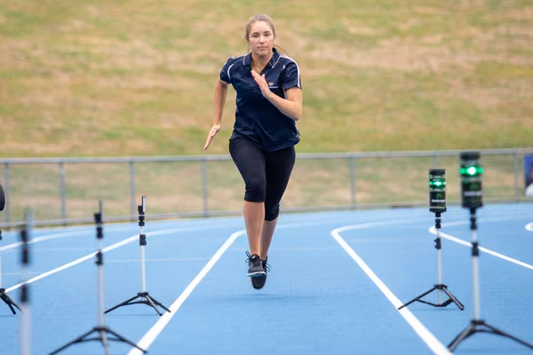 A Massey student running track at the Manawatu campus