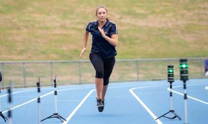 A Massey student running track at the Manawatu campus