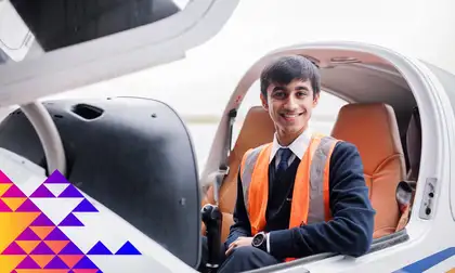 International student in aircraft