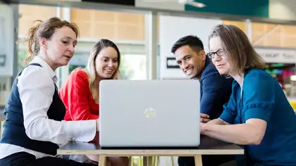 Group of distance students studying together.