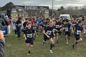 kids running at the start of the race