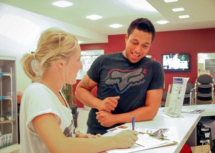 Student signing for membership at the Auckland Recreation Centre