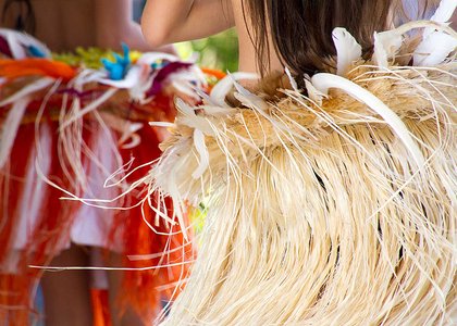 Close-up of Pacific student in traditional dress