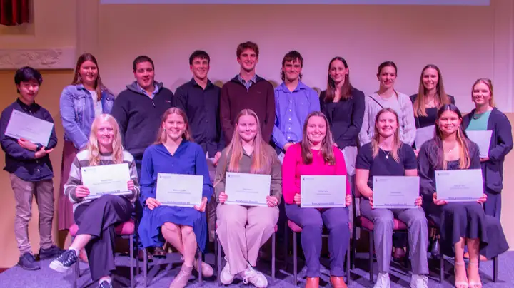 Large group of recipients with their awards