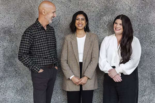 Photo of Associate Professor David Tappin, Dr Natalia D'Souza and Dr Zoe Port