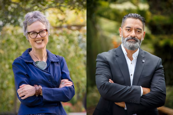 Professor Giselle Byrnes and Professor Meihana Durie.