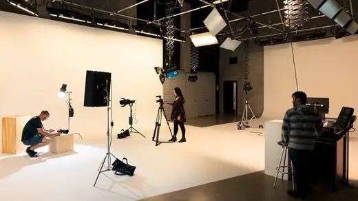 Demonstration of lighting and camera facilities at College of Creative Arts Open Day