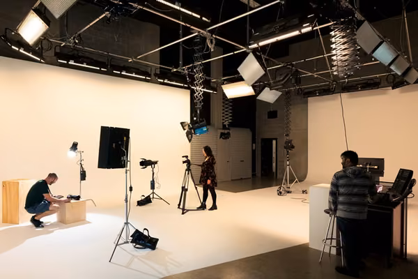 Demonstration of lighting and camera facilities at College of Creative Arts Open Day