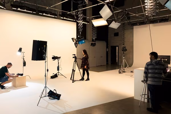 Demonstration of lighting and camera facilities at College of Creative Arts Open Day