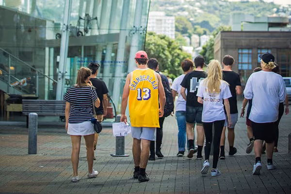Students walking on Massey University Wellington campus