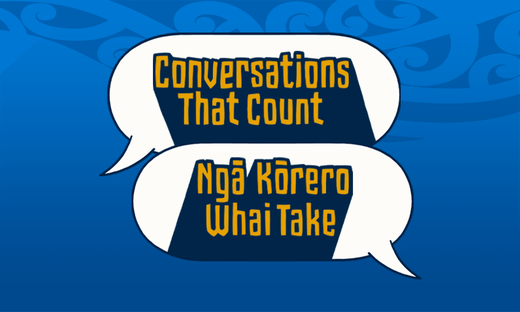 The logo for the Conversations that Count podcast series