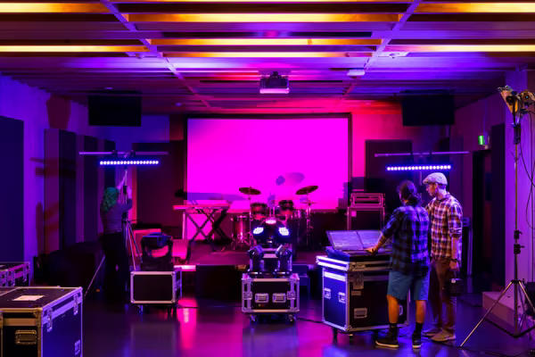 A band setup in one of CoCA's studios