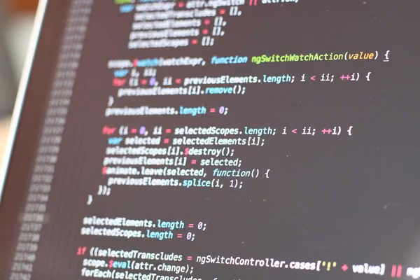 Lines of computer code on a monitor