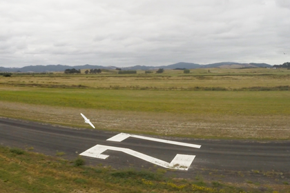 Drone flying over runway at Mercer Aerodrome