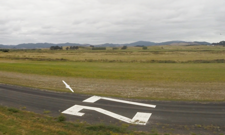Drone flying over runway at Mercer Aerodrome