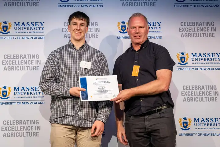 Excellence in Ag and Hort 2nd year winner Oliver Cayley sponsored by FarmSource