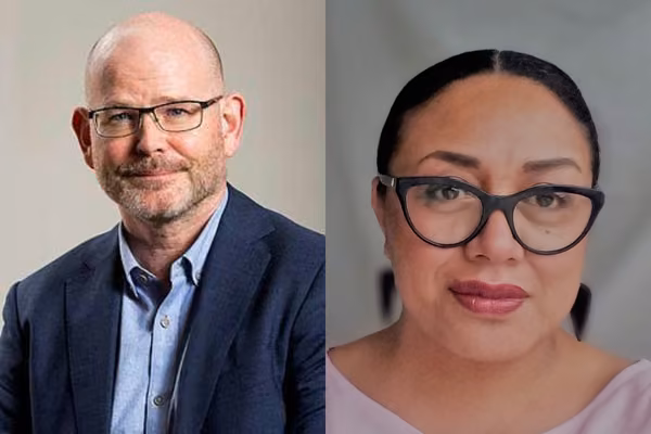 Distinguished Professor Nigel French and Te Pora Thompson.