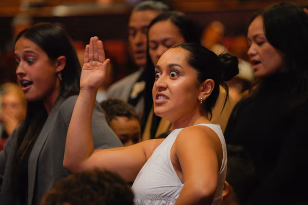 Audience perform haka at Graduation Papaioea Palmerston North 2025