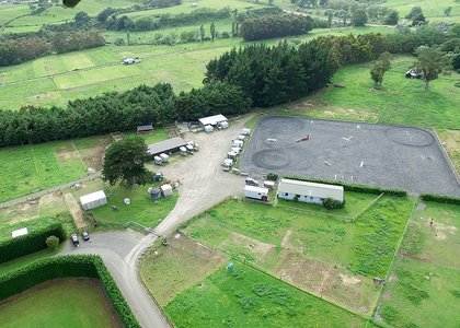 Aerial photo of the Equestrian Centre, showing large outdoor arena