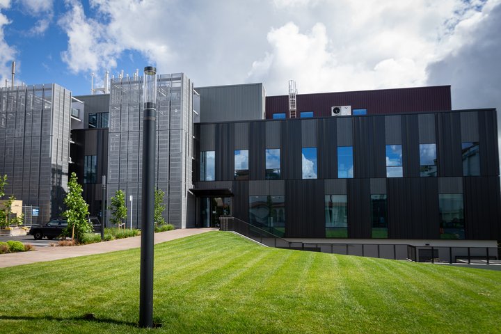 Exterior view of Innovation Complex showing the different building levels.