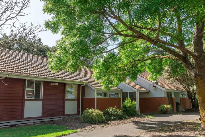 Exterior of Kiwitea accommodation in a leafy environment