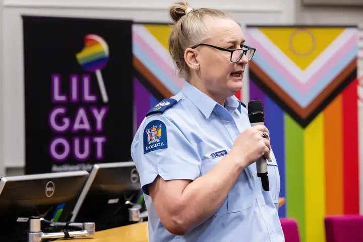 Representative from New Zealand Police addressing the audience.