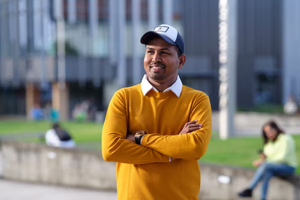 International student on campus.