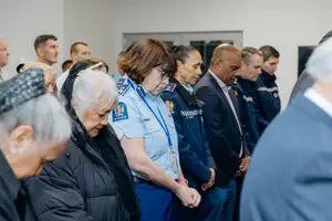 Members of New Zealand Police at blessing event, including Deputy Commissioner Jill Rogers (centre).