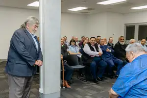 Tame Te Rangi from Ngāti Whātua speaks at the blessing.