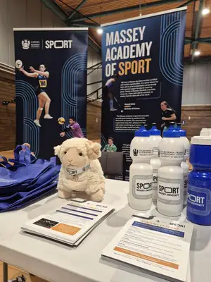 soft toy ram surrounded by Sport Massey memorabilia