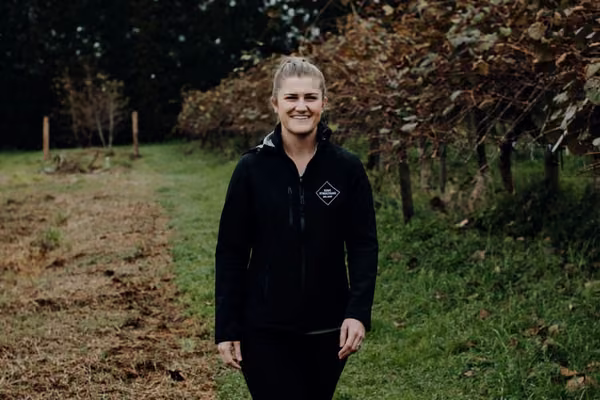 Michelle Matson in an orchard.