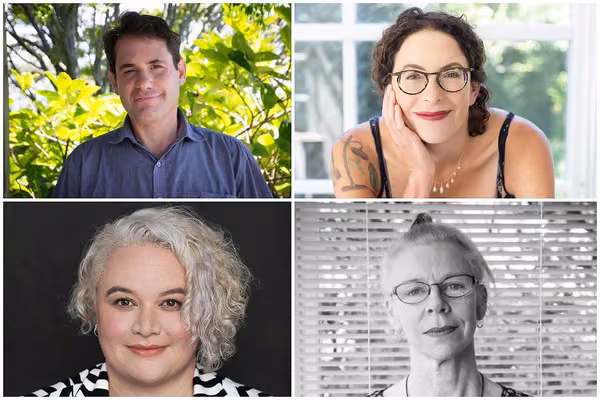 Professor Bryan Walpert, Dr Gigi Fenster, Anne Kennedy and Whiti Hereaka.