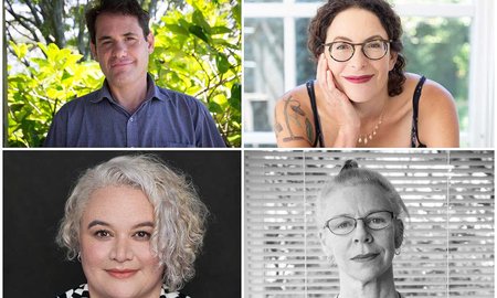 Professor Bryan Walpert, Dr Gigi Fenster, Anne Kennedy and Whiti Hereaka.