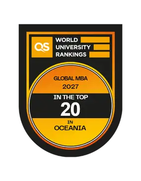 QS Global MBA Rankings 2027 badge, top 20 in Oceania