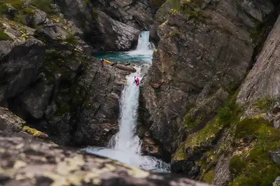 River Mutton running the Tora Bora waterfalls in Norway.