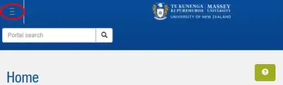 Screenshot of student portal with menu selected