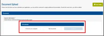 Screenshot of scholarships section in student portal with file uploaded circled