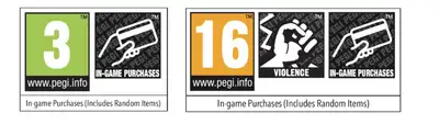 PEGI labels now required on games that include loot boxes. Label text: "In game Purchases (includes Random Items).
