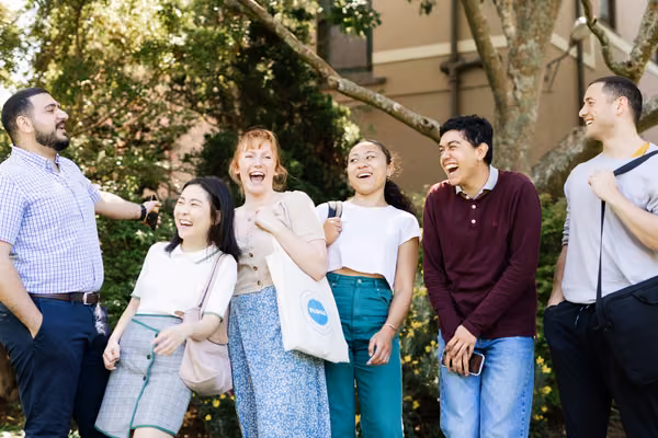 Group of students standing outside a building