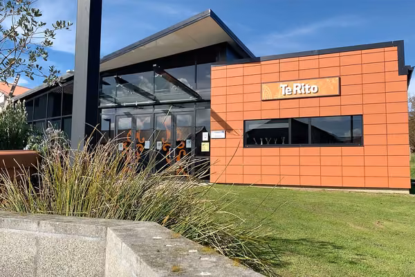 Exterior of Te Rito with landscaped garden in the foreground