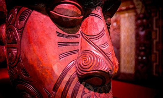 Detail of a Maori carving at Waitangi