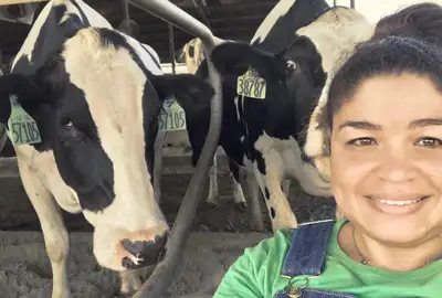 woman with cows