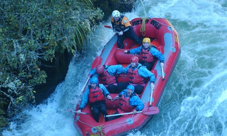 Team building at a regional principals' conference on the Kaituna River.