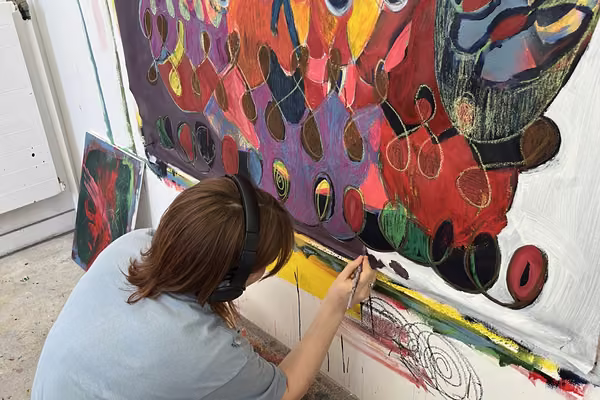 Student Scarlett Forrester painting.